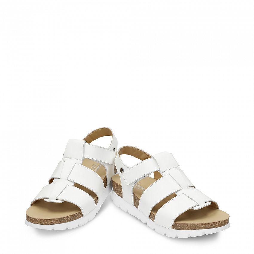 Sammy White Napa, Flat woman's sandals Made in Spain