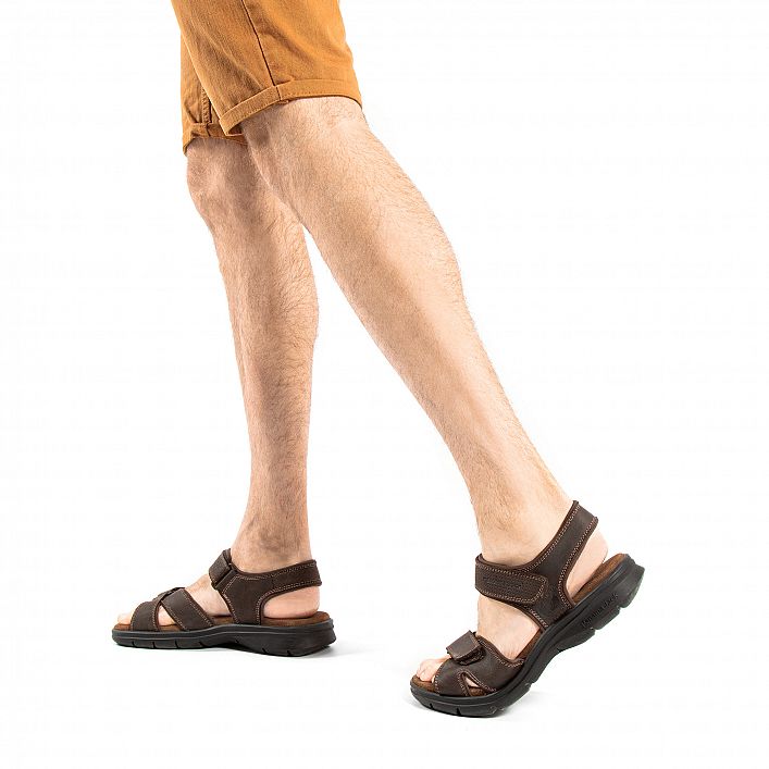 Sanders Basics Brown Napa Grass, Men's sandals Made in Spain