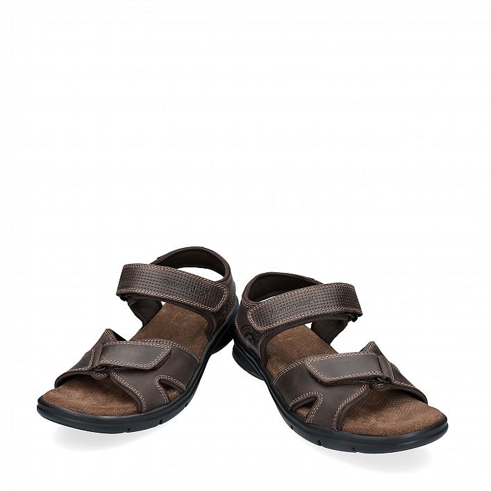 Sanders Basics Brown Napa Grass, Men's sandals  Brown Oiled Napa Leather.