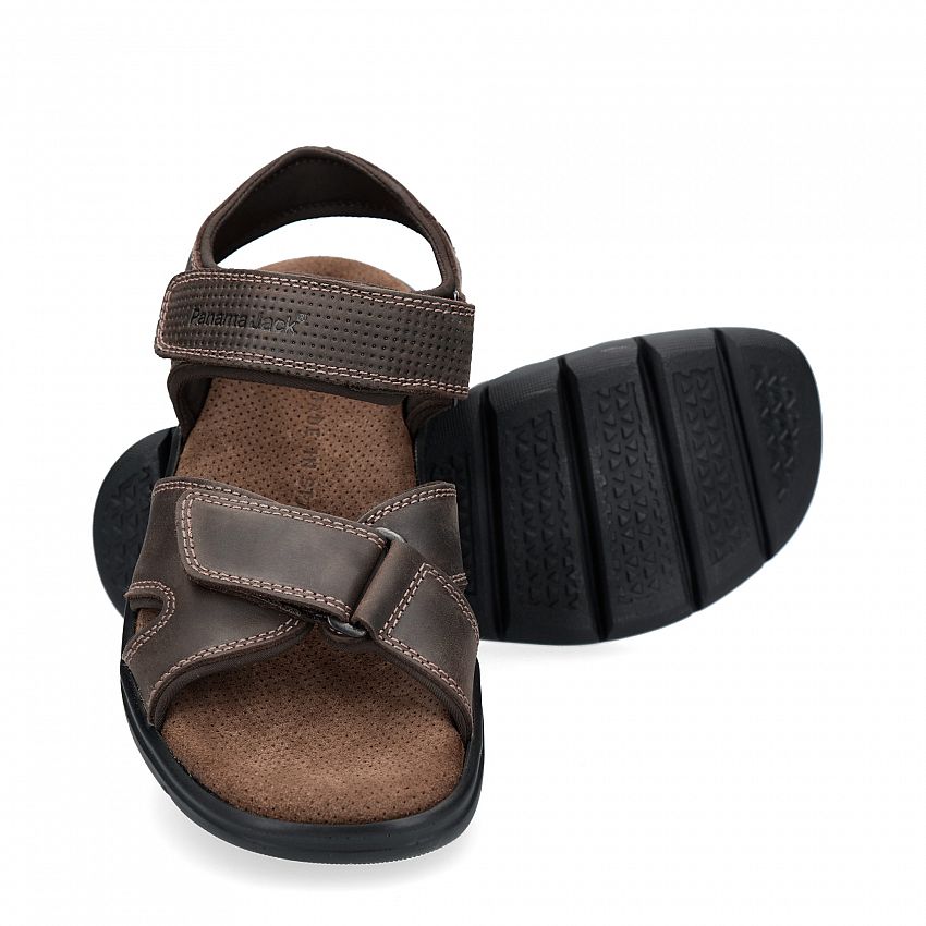 Sanders Basics Brown Napa Grass, Men's sandals  Brown Oiled Napa Leather.