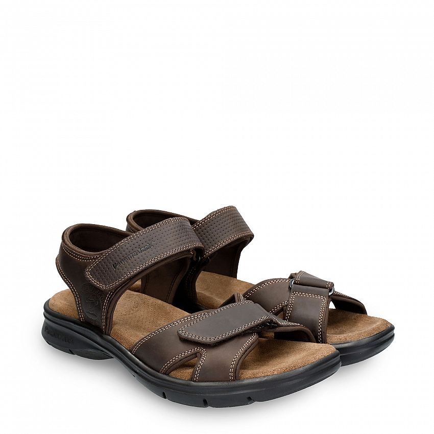 Sanders Basics Brown Napa Grass, Men's sandals with Synthetic Interlook lining.