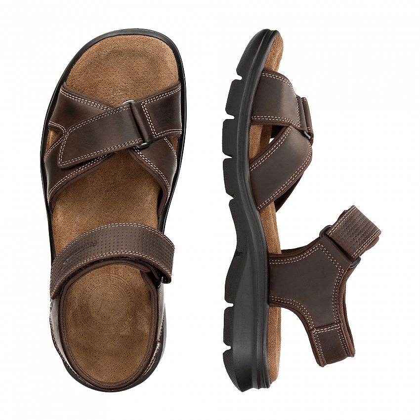 Sanders Basics Brown Napa Grass, Men's sandals with Anatomical insole.