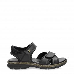 Sanders B&Y Black Napa, Man sandals in leather with lycra lining