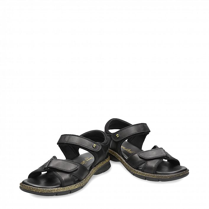 Sanders B&Y Black Napa, Men's sandals Made in Spain