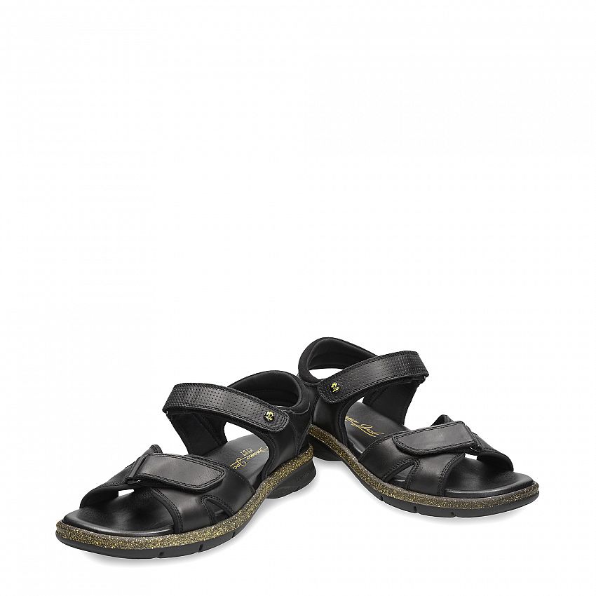 Sanders B&Y Black Napa, Men's sandals Made in Spain