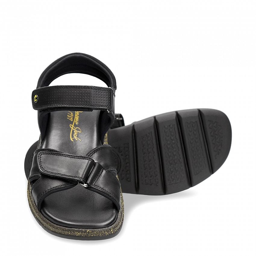 Sanders B&Y Black Napa, Men's sandals  Black Napa Leather.