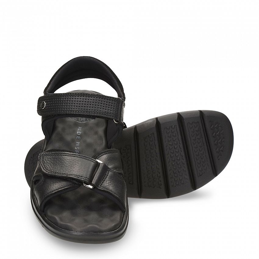 Sanders Black Napa Grass, Men's sandals  WATERPROOF Black Oiled Napa Leather.