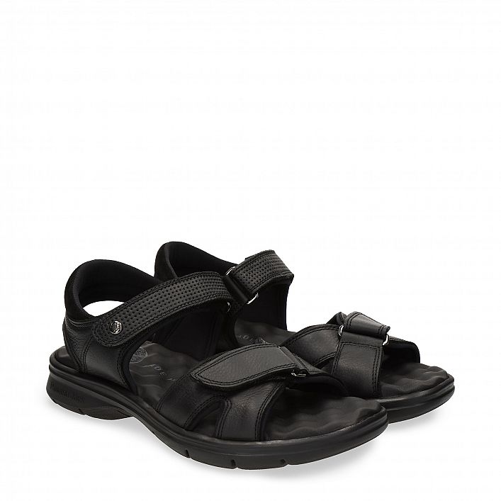 Sanders Black Napa Grass, Men's sandals with Velcro Closure.