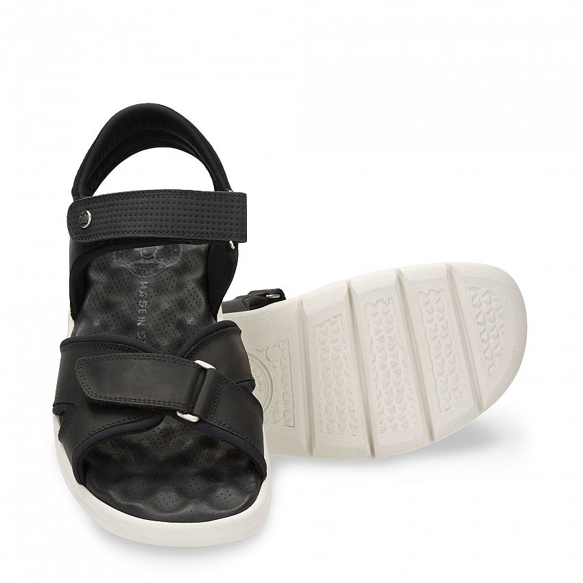 Sanders Black Napa Grass, Men's sandals  Black Oiled Napa Leather.