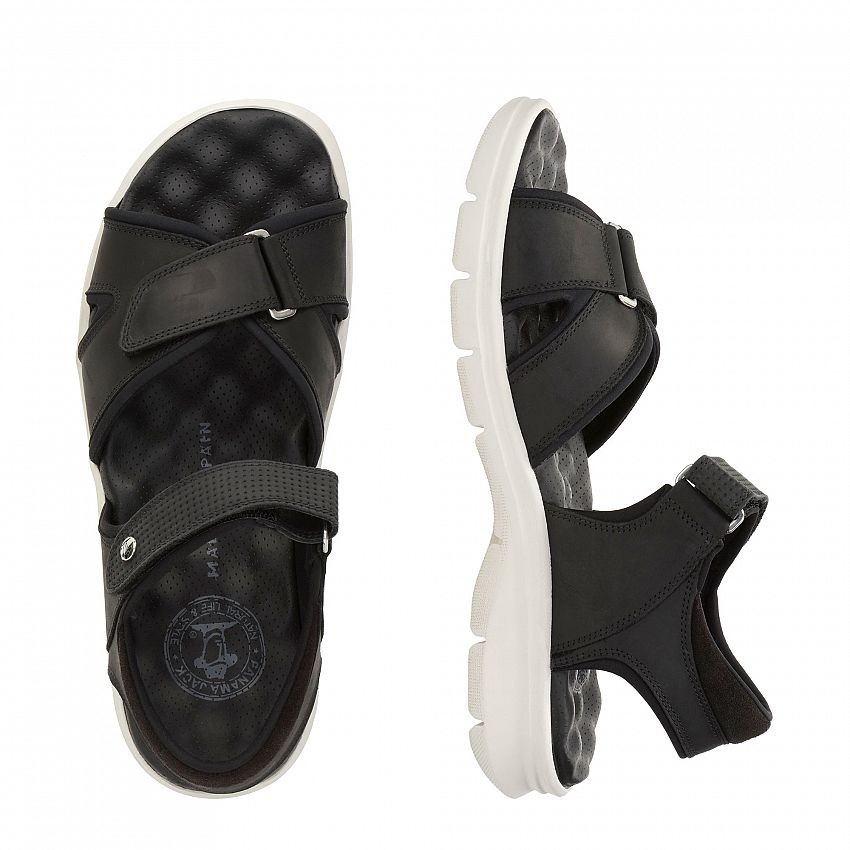 Sanders Black Napa Grass, Men's sandals with Synthetic Interlook lining.