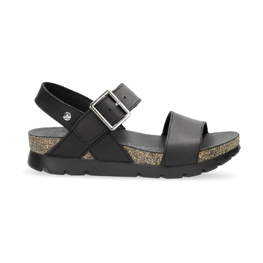 Sandy Black Napa Grass, Sandals with leather lining
