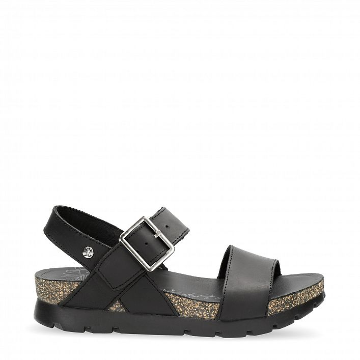 Sandy Black Napa Grass, Sandals with leather lining