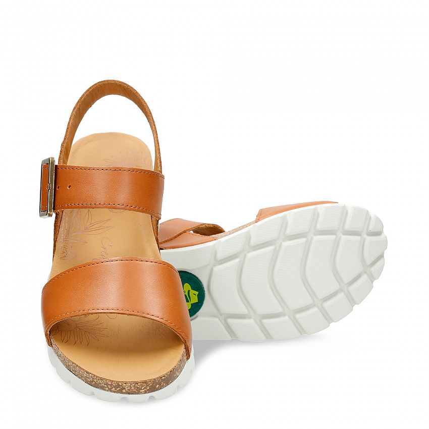 Sandy Cuero Napa, Flat woman's sandals  Tan Napa Leather.