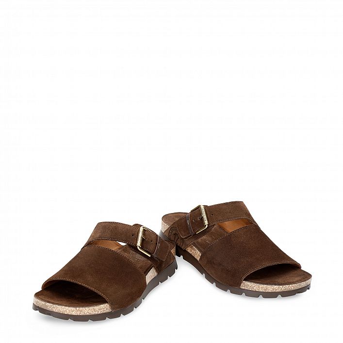 Saturno Brown Velour, Men's sandals Made in Spain
