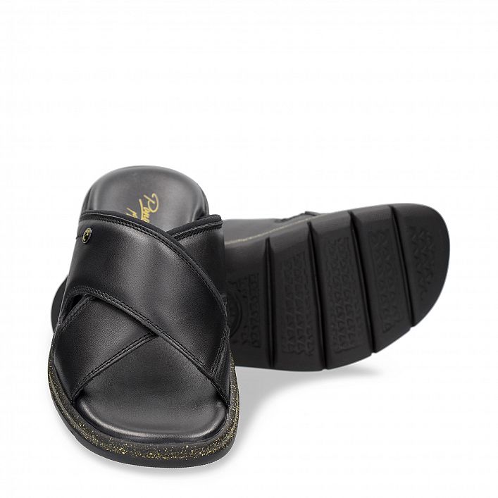 Sayi B&Y Black Napa, Men's sandals with Lycra lining.