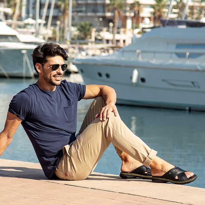 Sayi B&Y Black Napa, Men's sandals with 