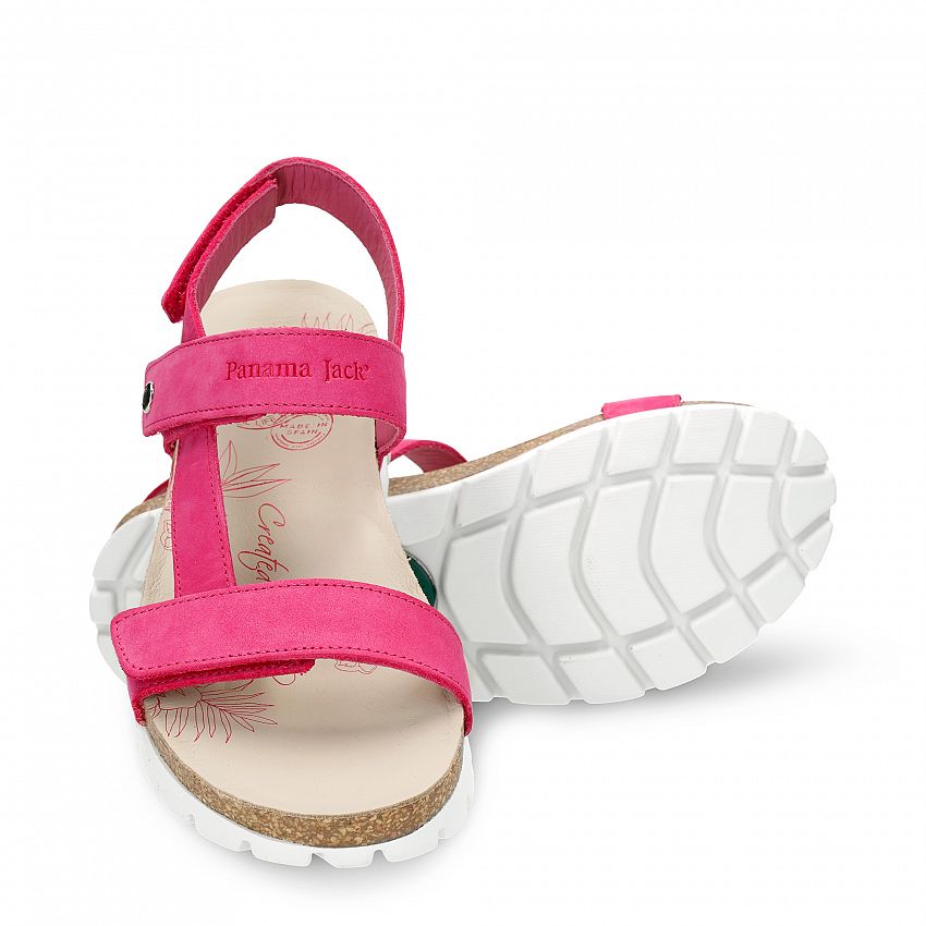 Selma Fuchsia Nobuck, Flat woman's sandals  