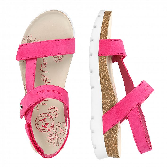 Selma Fuchsia Nobuck, Flat woman's sandals with Leather lining.