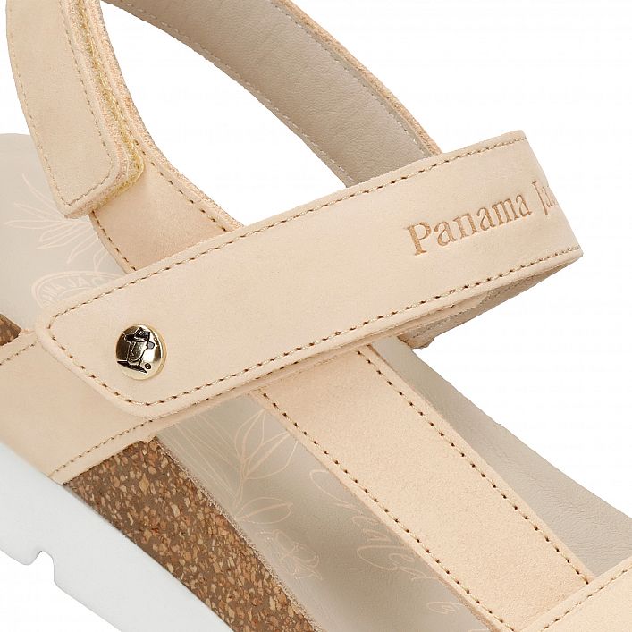 Selma Beige Nobuck, Flat woman's sandals with Anatomical insole.