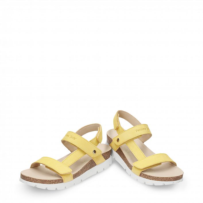 Selma Yellow Nobuck, Flat woman's sandals Made in Spain