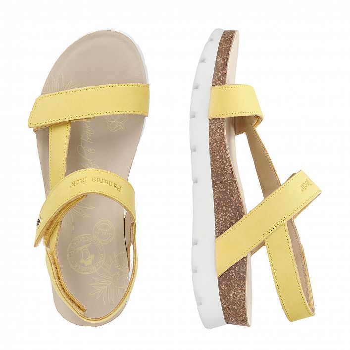 Selma Yellow Nobuck, Flat woman's sandals with Leather lining.
