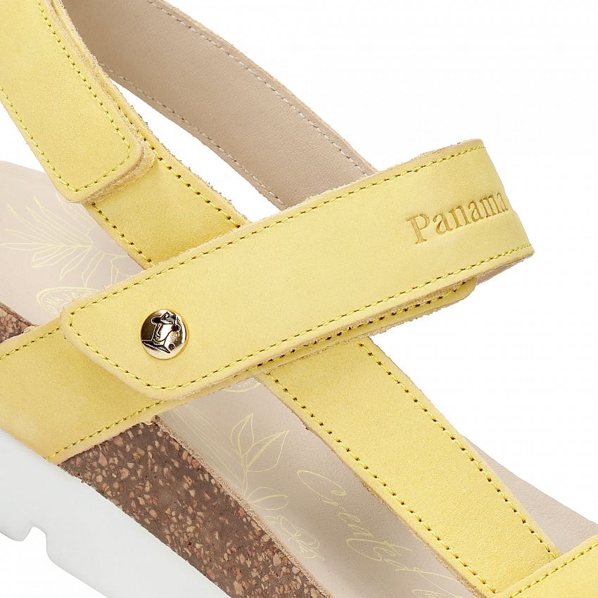 Selma Yellow Nobuck, Flat woman's sandals with Anatomical insole.