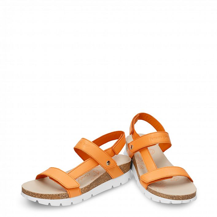 Selma Orange Napa, Flat woman's sandals Made in Spain