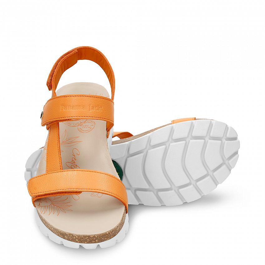 Selma Orange Napa, Flat woman's sandals  
