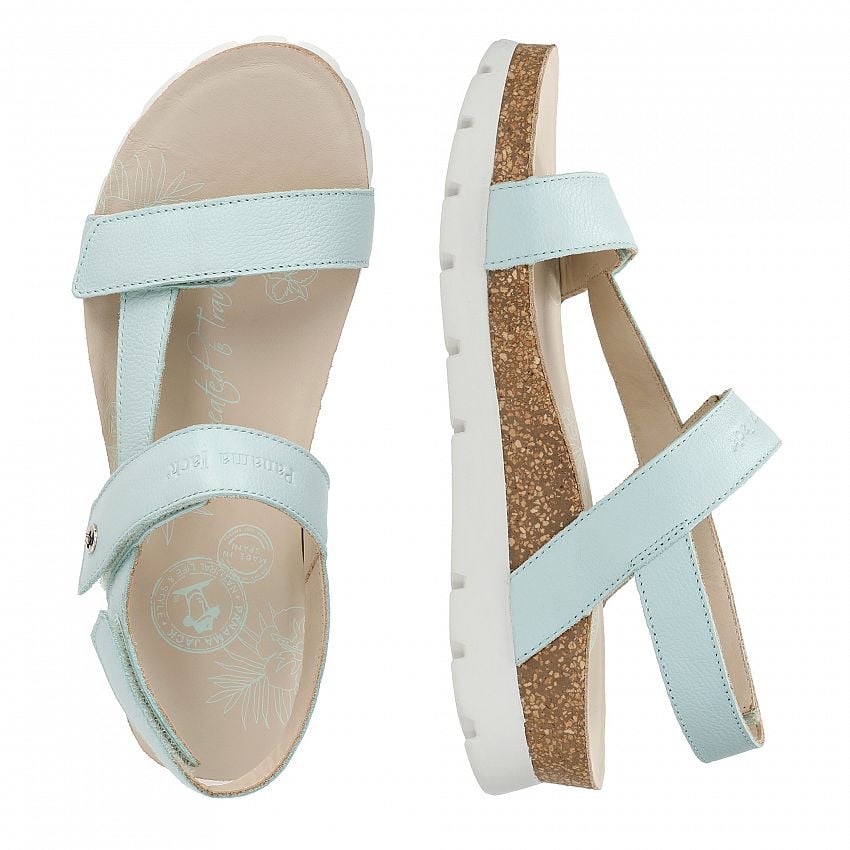 Selma Light Blue Napa, Flat woman's sandals with Leather lining.