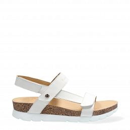 Selma, Woman sandals in white leather with leather lining