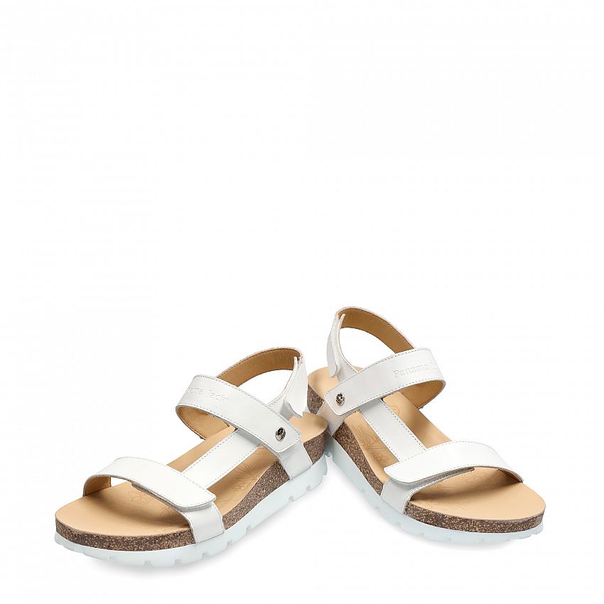 Selma White Napa, Flat woman's sandals Made in Spain