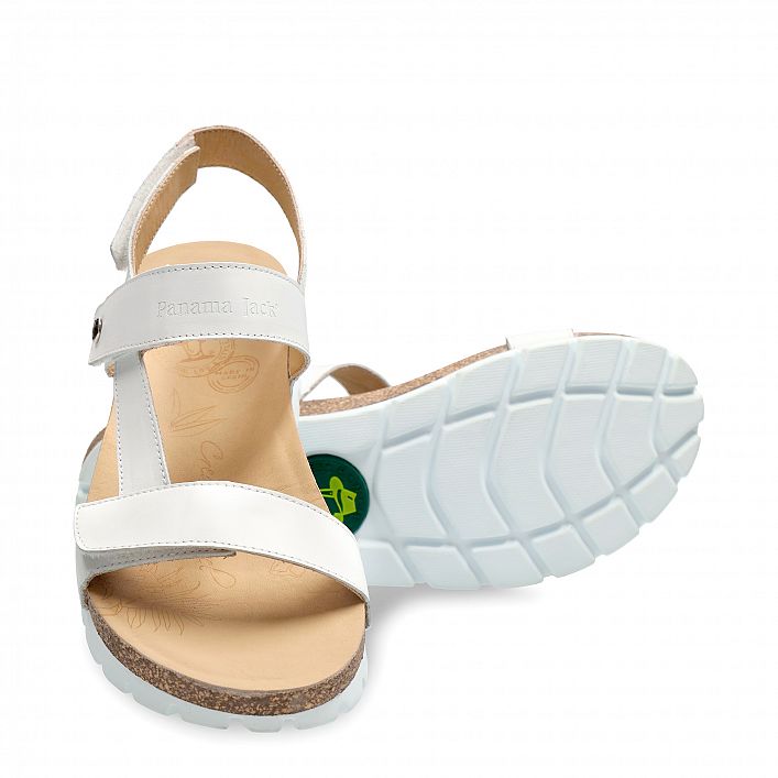 Selma White Napa, Flat woman's sandals  White Napa Leather.