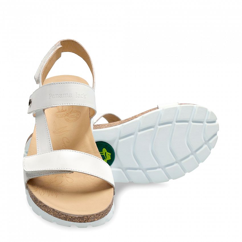 Selma White Napa, Flat woman's sandals  White Napa Leather.