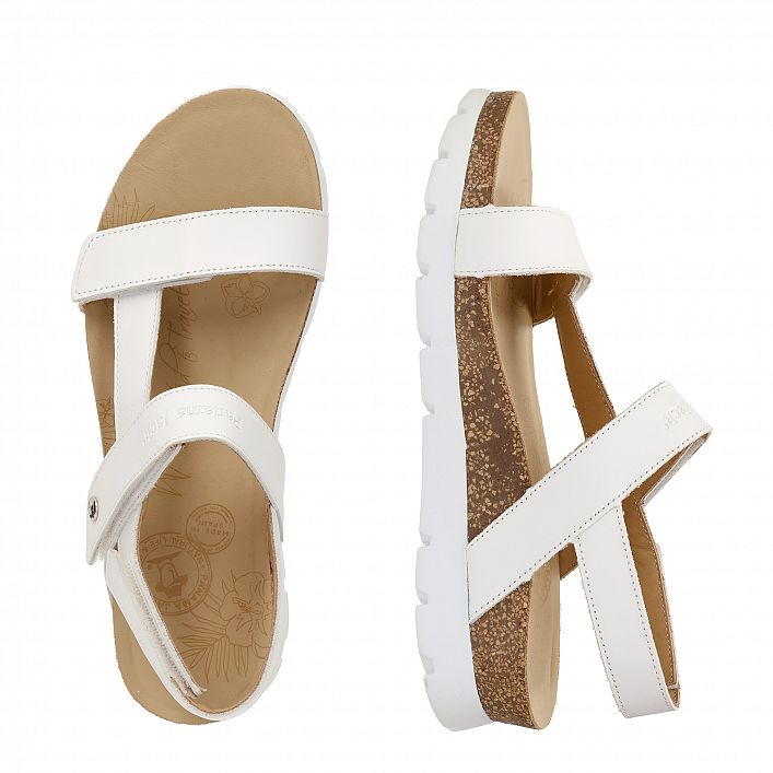 Selma White Napa, Flat woman's sandals with Leather lining.