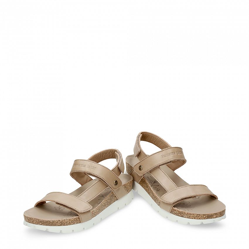 Selma Taupe Napa, Flat woman's sandals Made in Spain