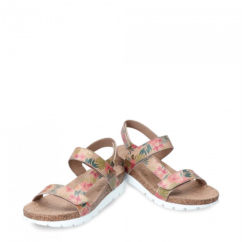 Selma Tropical Beige Napa, Flat woman's sandals  Nappa leather in rope colour.