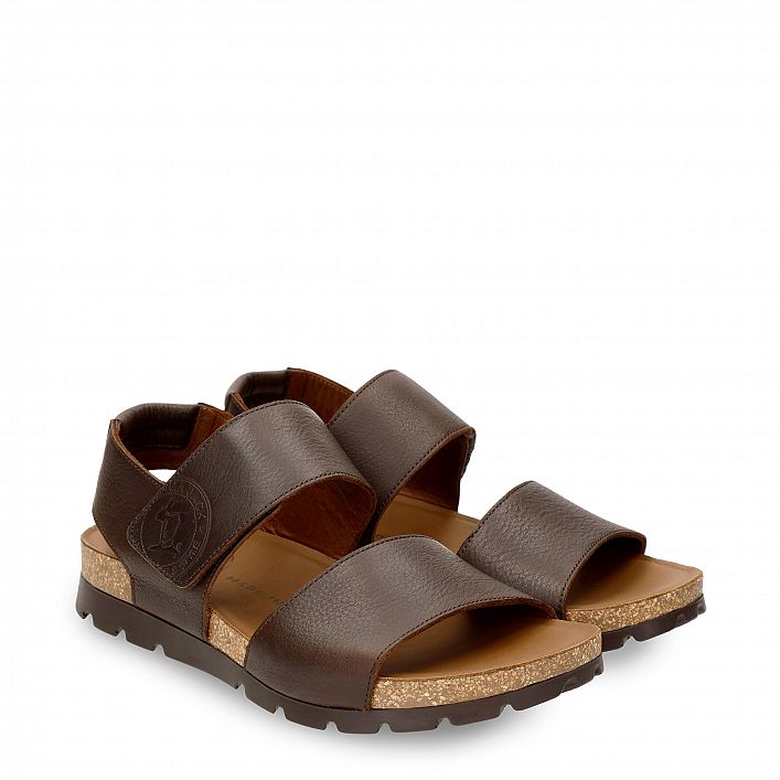 Smith Brown Napa  Grass, Men's sandals with Velcro Closure.