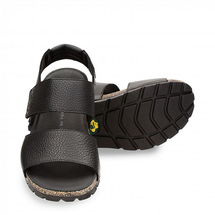 Smith Black Napa Grass, Men's sandals  WATERPROOF Black Oiled Napa Leather.