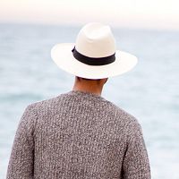 Sombrero Blanco T, Sombrero de paja toquilla natural trenzado a mano