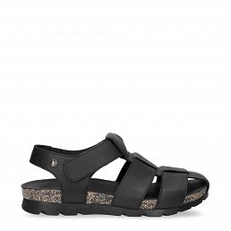 Stanley Black Napa Grass, Man sandals in leather with leather lining