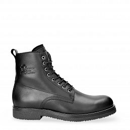 Stevens Igloo Black Napa, Leather boots with sheepskin lining
