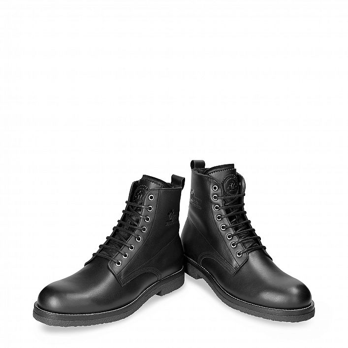 Stevens Igloo Black Napa, Flat men's Boot Made in Spain