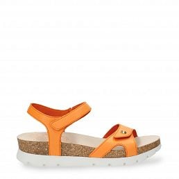 Sulia Oranje Nappa, Leren sandaal met een leren voering