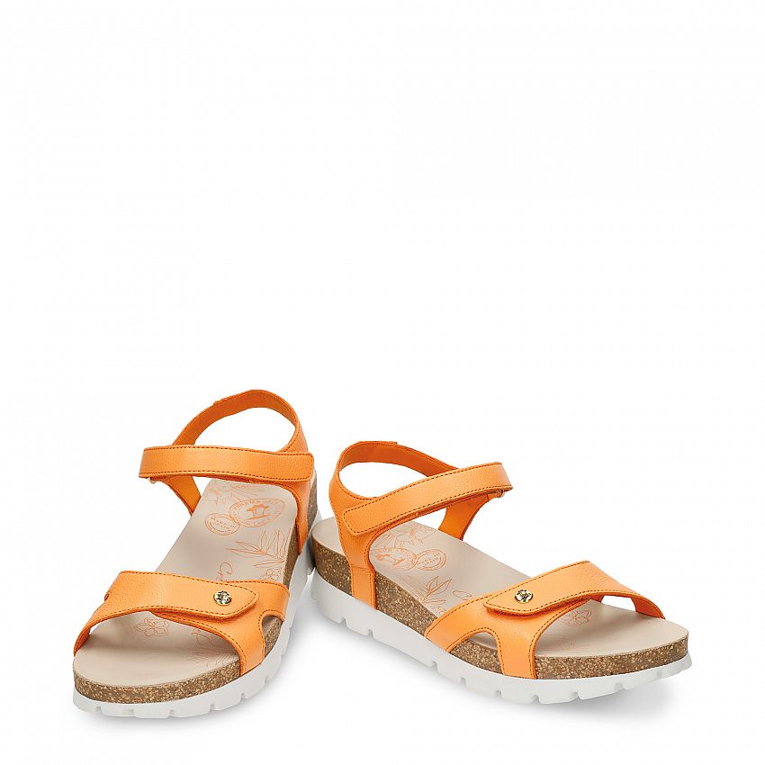 Sulia Orange Napa, Flat woman's sandals Made in Spain