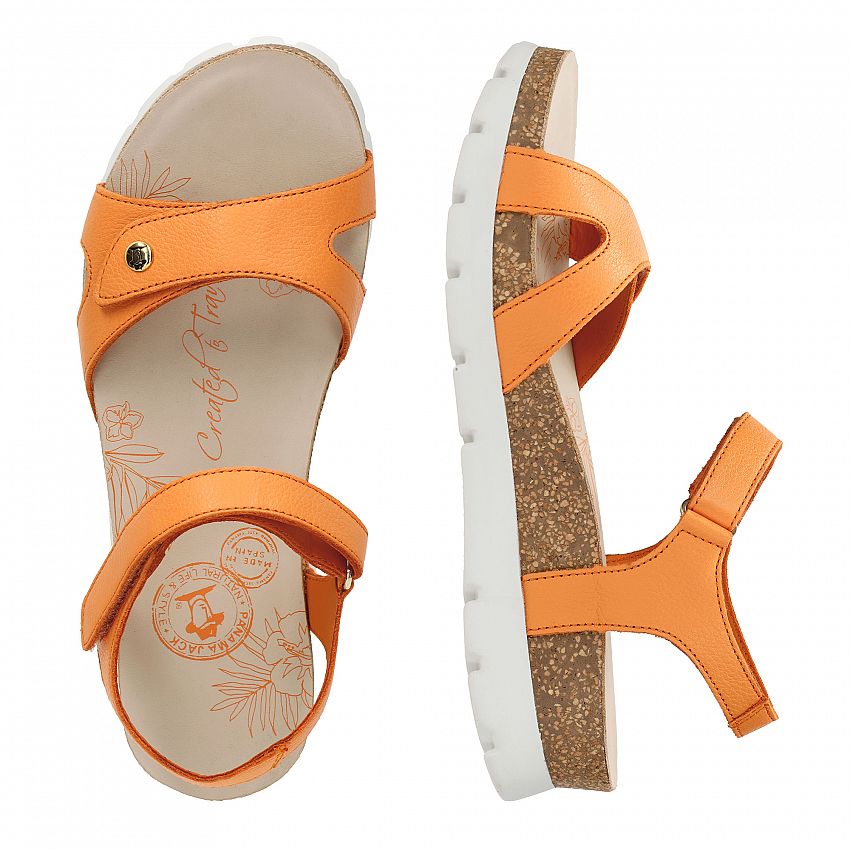 Sulia Orange Napa, Flat woman's sandals with Leather lining.
