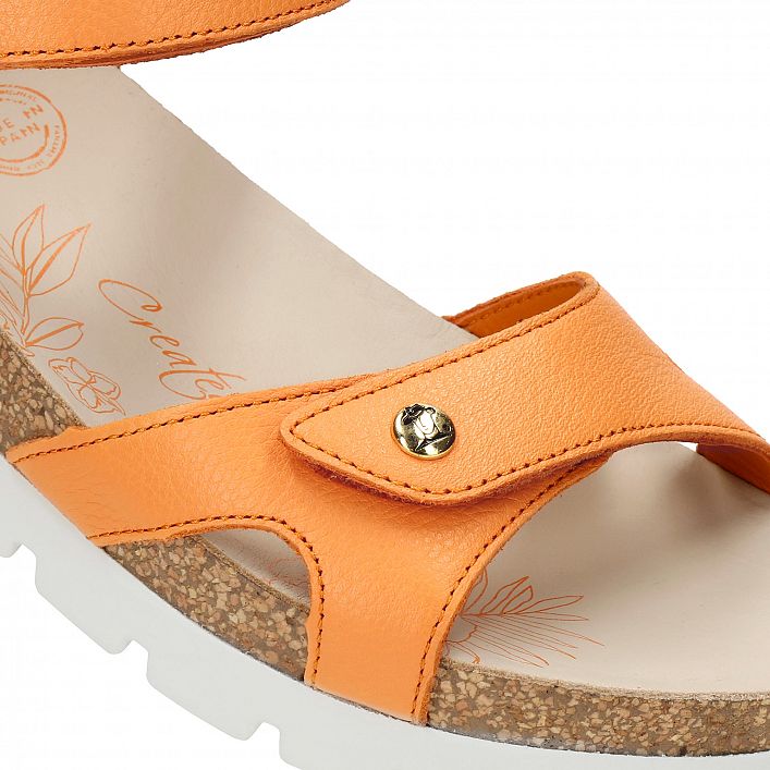 Sulia Orange Napa, Flat woman's sandals with Anatomical insole.