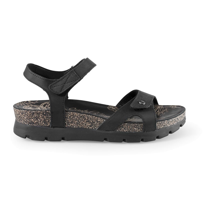 Sulia Basics Zwart Nappa gras, Leren sandaal met een leren voering