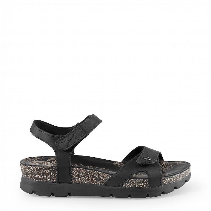 Sulia Basics Black Napa Grass, Black sandal with leather lining