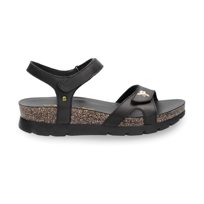 Sulia Blossom Black Napa, Woman sandals in black leather with leather lining