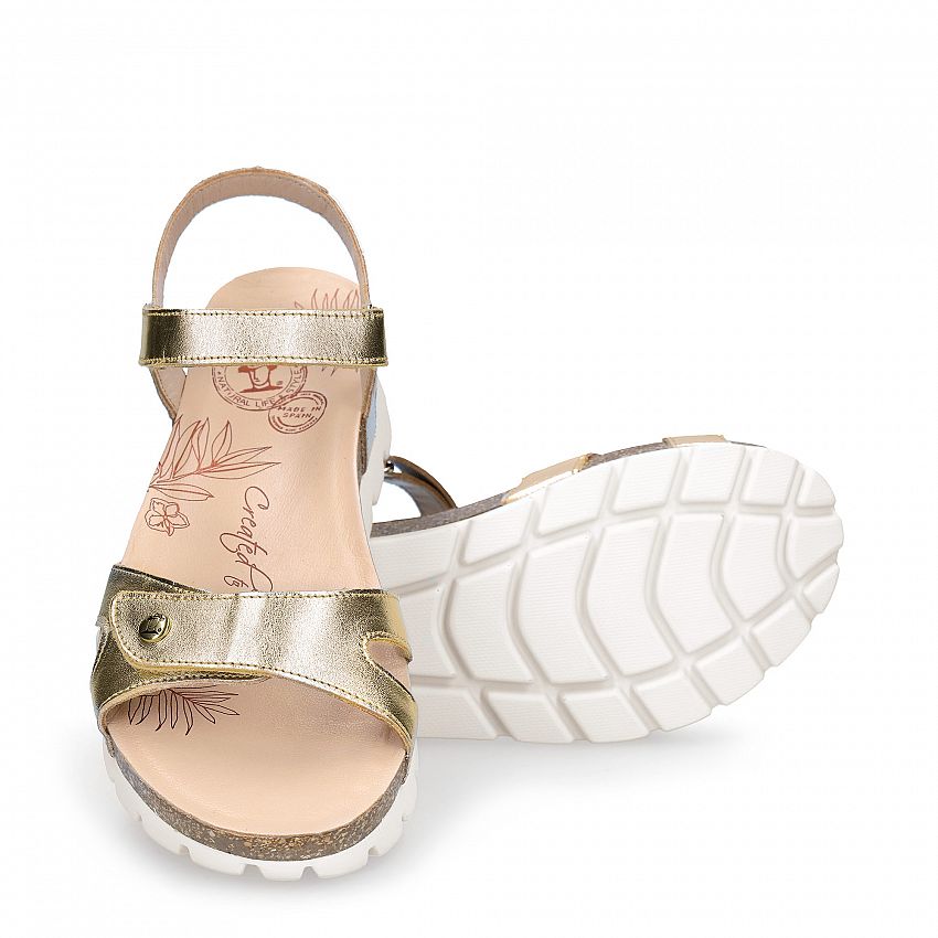 Sulia Shine Gold Napa, Flat woman's sandals  Gold nappa leather.